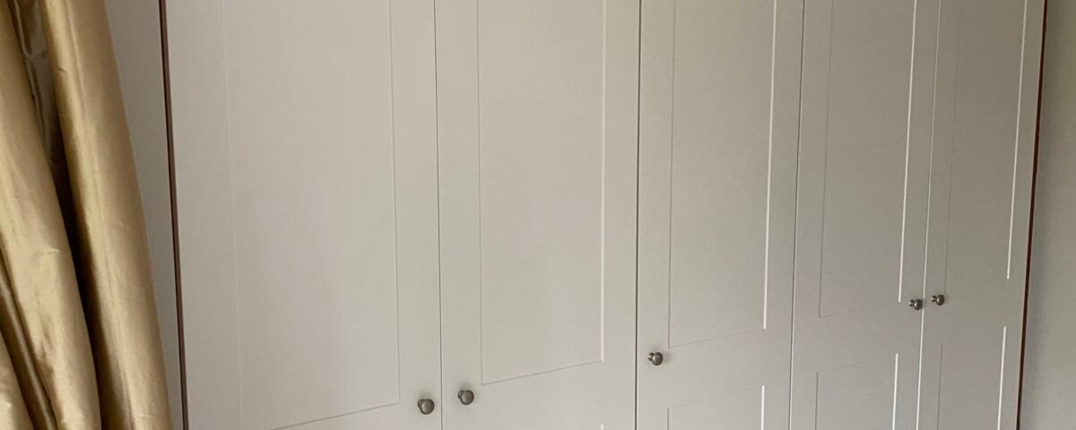 Spray painted wardrobe in Colourtrend Soda Bread