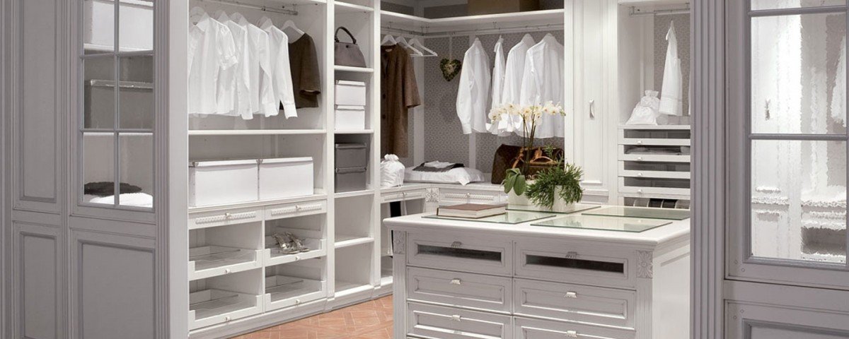 painted white wardrobe with storage and lighting